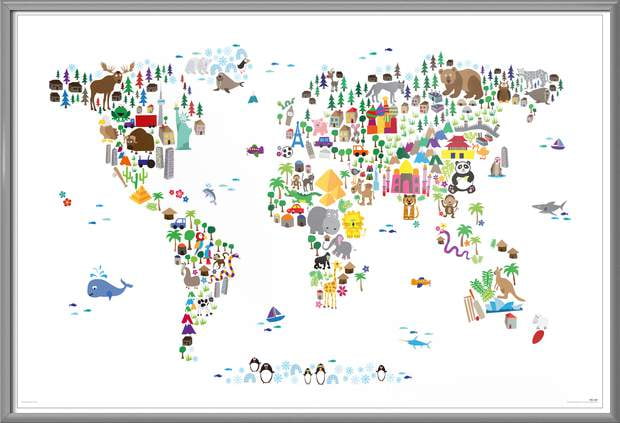 Animal Kingdom Map Of The Earth - Framed Artwork Poster / Print (In which Do Which Pets Dwell) (Dimensions: 36\ photo about Animal Kingdom Printable Map known as Animal Kingdom Map Of The International - Framed Artwork Poster / Print (The place Do Which Pets Reside) (Dimensions: 36\